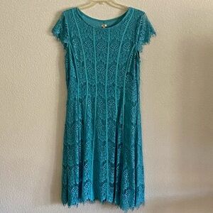 REBA Turquoise Lace Midi Dress